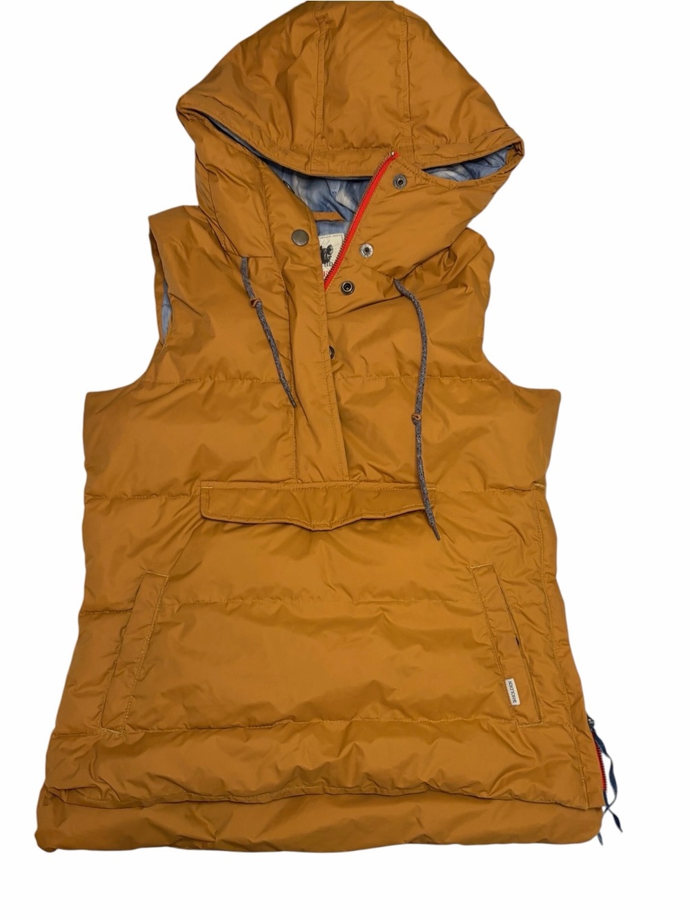 Holden Love Side Zip Mustard Yellow Puffer Jacket with Red Trim